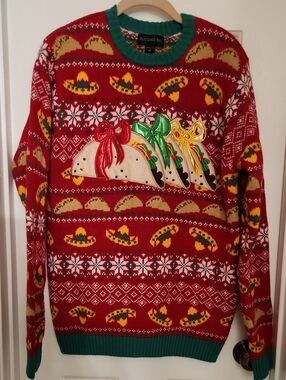 Taco & Sombrero Ugly Christmas Sweater - Size M